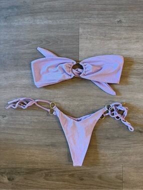 Lilac Ring-Accent Bandeau Bikini Set - Women's Swim